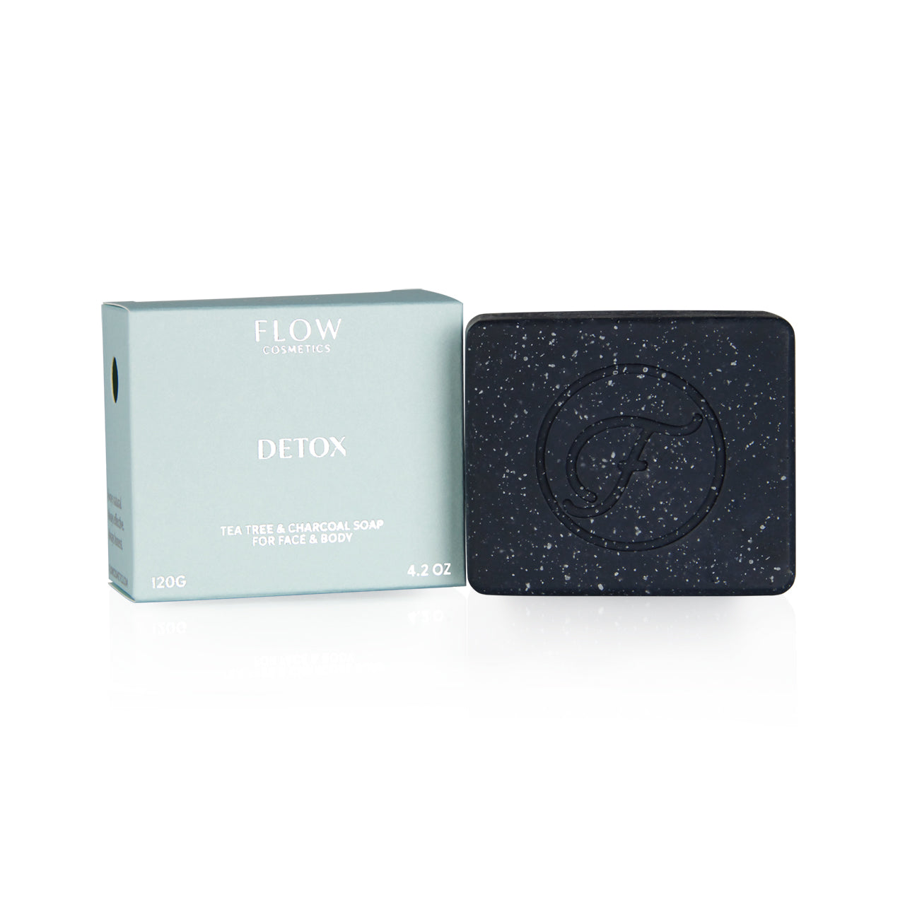 Flow Detox Tea Tree & Charcoal Soap - Teepuusaippua kasvoille- ja vartalolle 120 g
