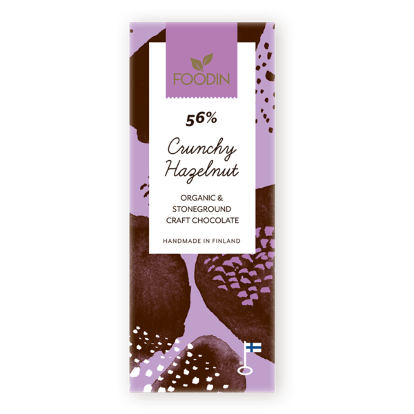 Foodin Crunchy Hazelnut raakasuklaa 56%