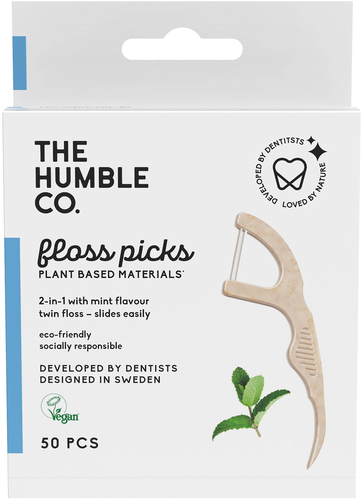 The Humble Co Floss Picks Hammaslankain Minttu 50 kpl