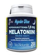 Hyvän Olon Nopeavaikutteinen Melatoniini 1,9 mg 200 tabl. - Sinunapteekki.fi