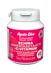 Hyvän Olon Echina- Sinkkiasetaatti - C-vitamiini Imeskelytabletti karpalo-vanilja 60 tabl. - Päiväys 03/2024 - erä