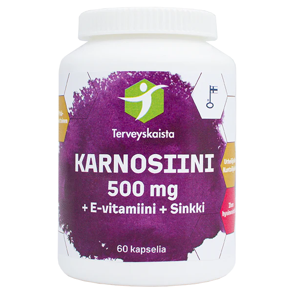 Terveyskaista Karnosiini 500 mg + E-vitamiini + Sinkki 60 kaps.