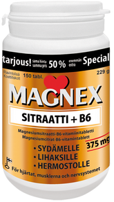 Magnex Sitraatti+B6 375mg KAMPANJAPAKKAUS 150 tabl.