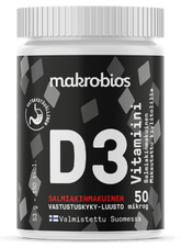 Makrobios D3 Vitamiini Salmiakki 50 μg - pureskeltava 150 tabl. - Sinunapteekki.fi