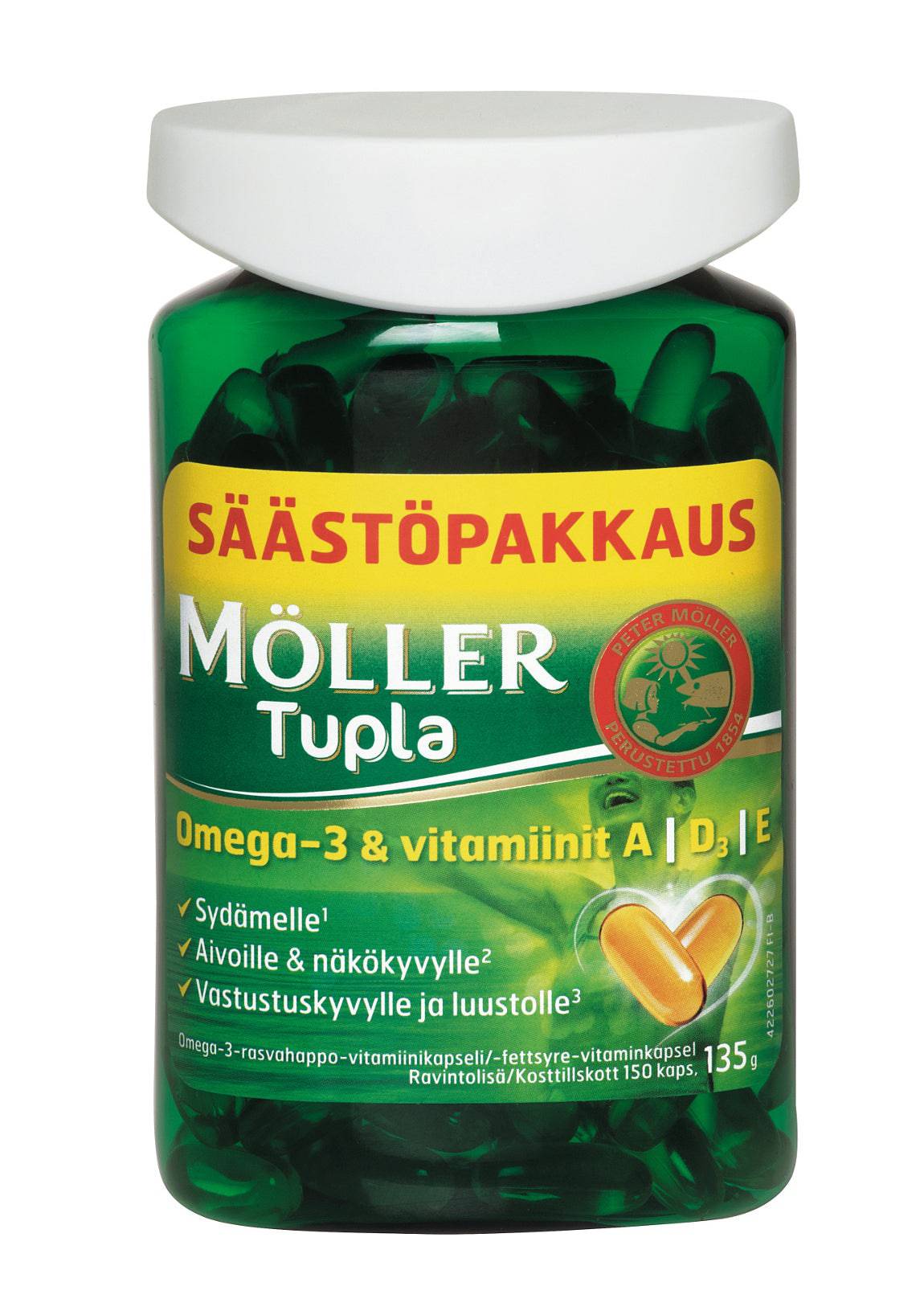 Möller Tupla Omega-3 SÄÄSTÖPAKKAUS 150 kaps. - Sinunapteekki.fi