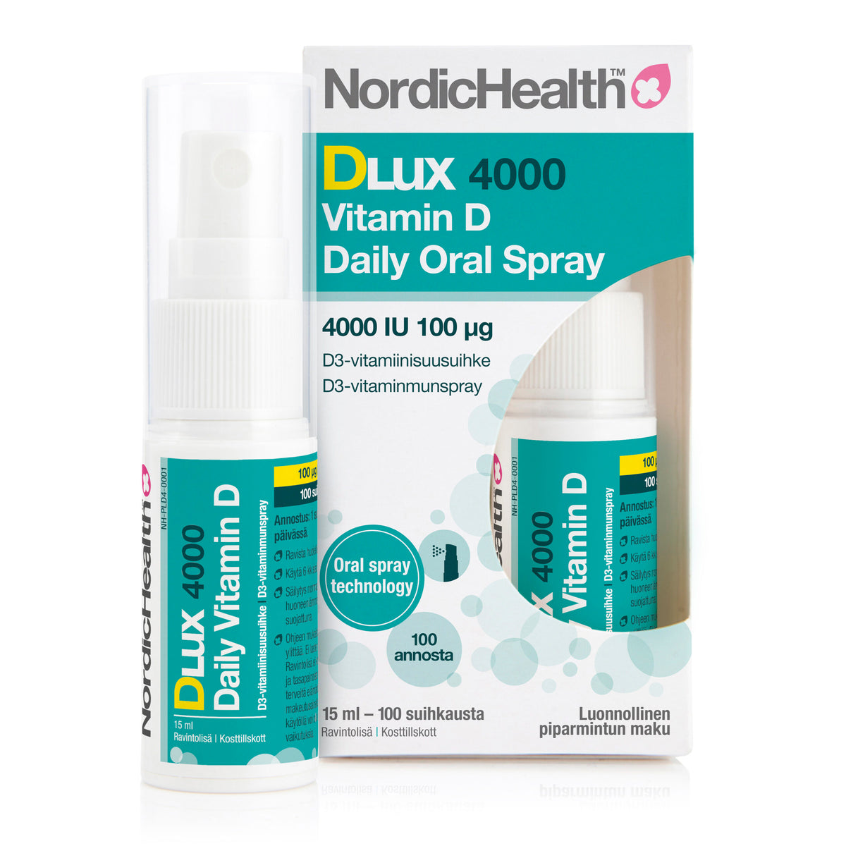 Nordic Health Dlux 4000 Daily Oral Spray - D3-vitamiinisuihke 100 µg 15 ml - Päiväys 02/2024