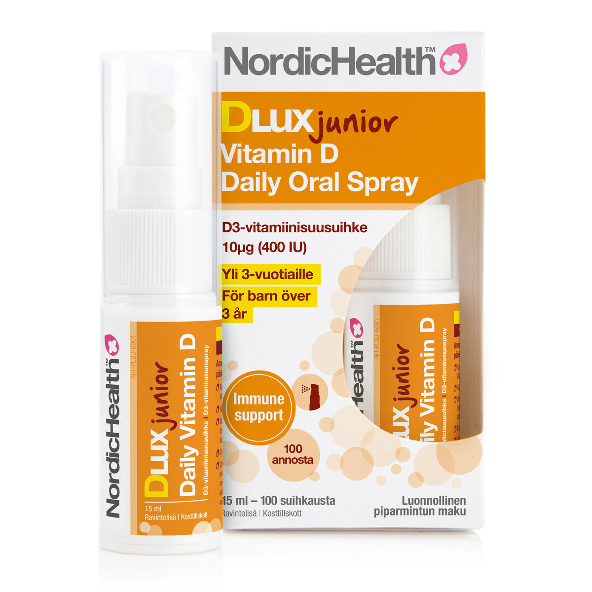 Nordic Health Dlux Junior Vitamin D Daily Oral Spray - D3-Vitamiinisuusuihke 15 ml - Päiväys 01/2024