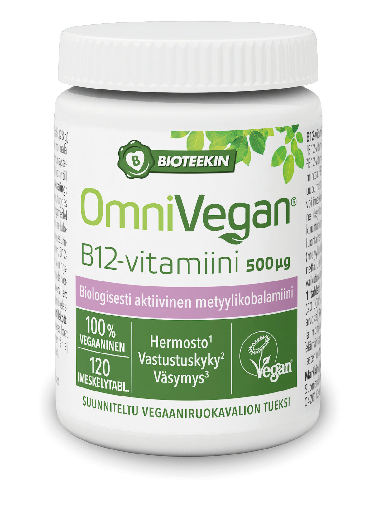 Bioteekin Omnivegan B12-vitamiini 500 μg 120 imeskelytablettia