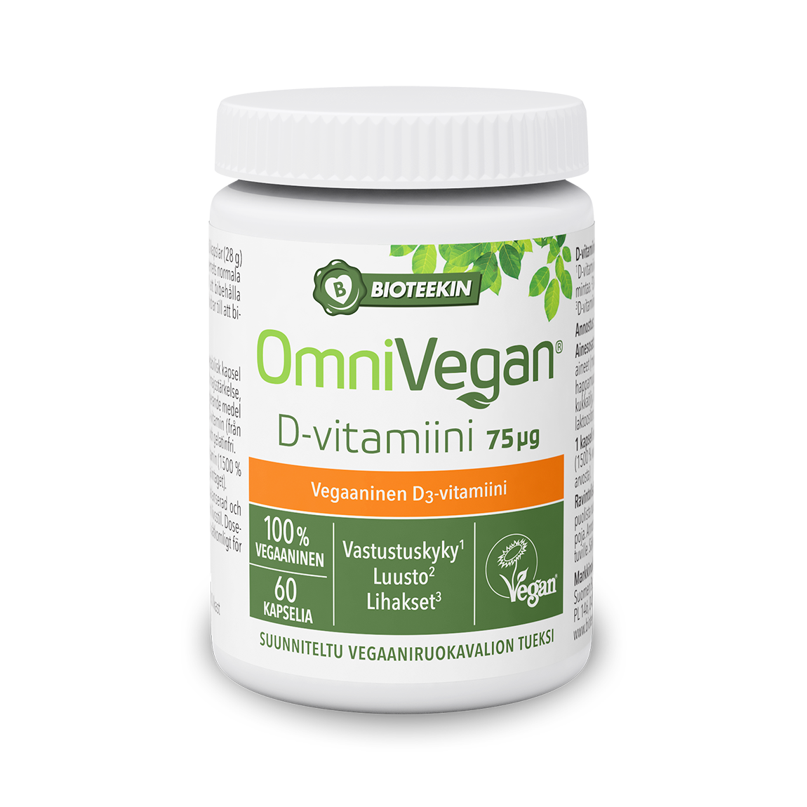 Bioteekin OmniVegan D-Vitamiini 75 µg 60 kaps. - Päiväys 06/2024