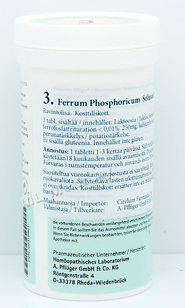 Pflüger Nro 3 Ferrum Phosphoricum - Solusuola 400 tabl.