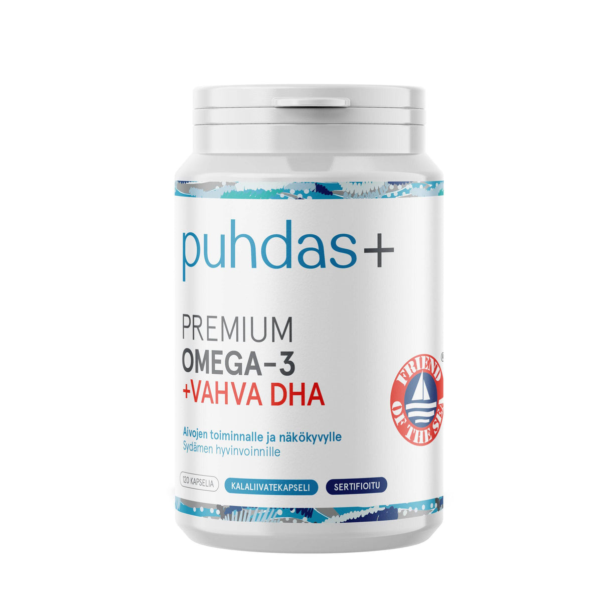 Puhdas+ Premium Omega-3 + Vahva DHA - Rasvahappovalmiste 120 kaps. - Sinunapteekki.fi