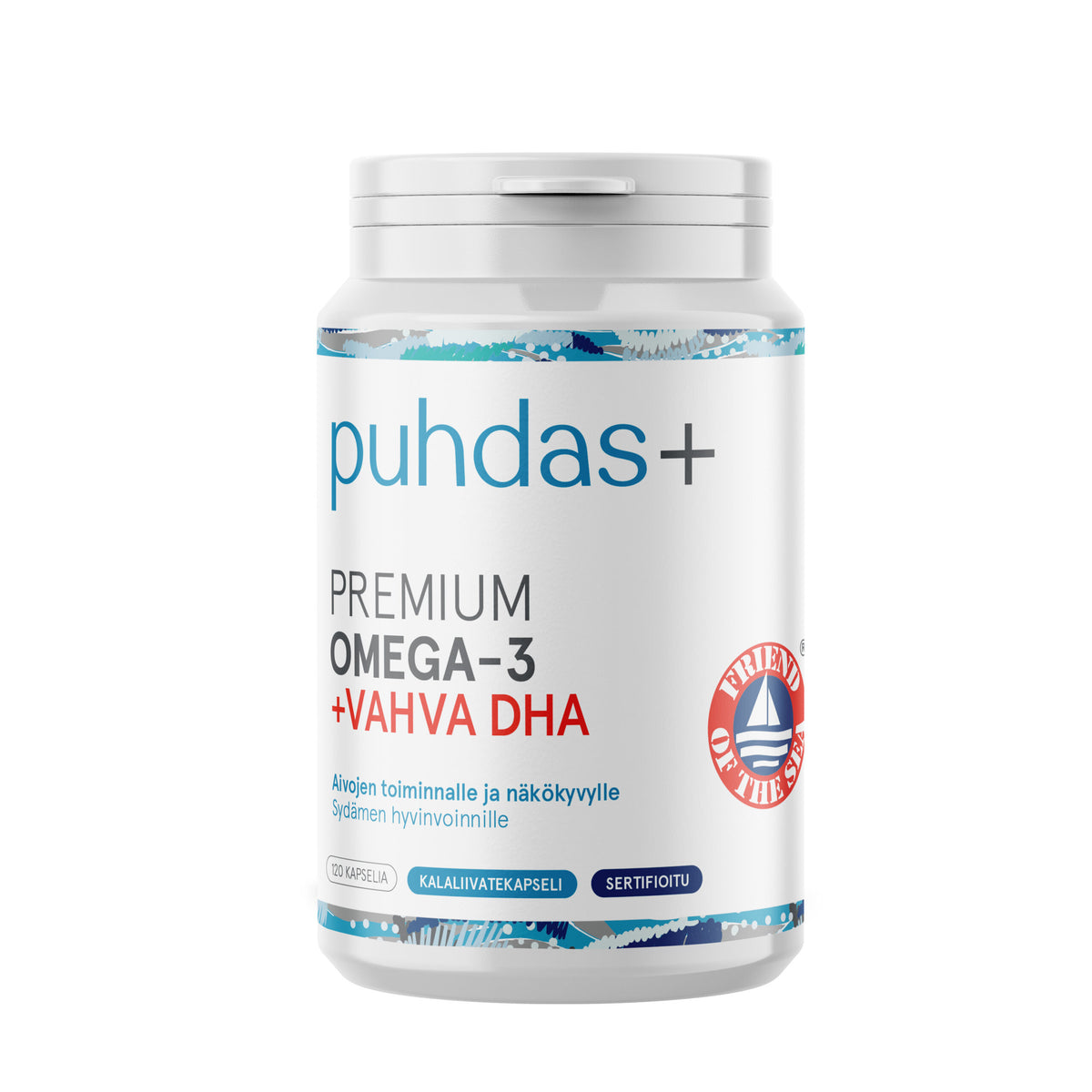 Puhdas+ Premium Omega-3 + Vahva DHA - Rasvahappovalmiste 120 kaps.