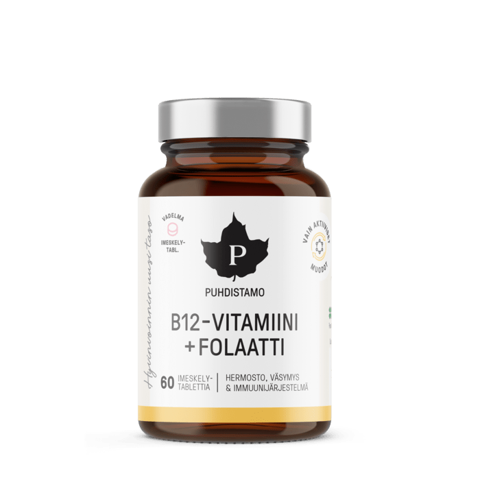 Puhdistamo B12-Vitamiini + Folaatti 60 imeskelytablettia