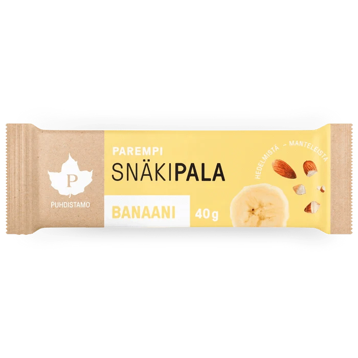 Puhdistamo Snäkipala Banaani - Banaanitaatelipatukka 40 g - Päiväys 02/2024