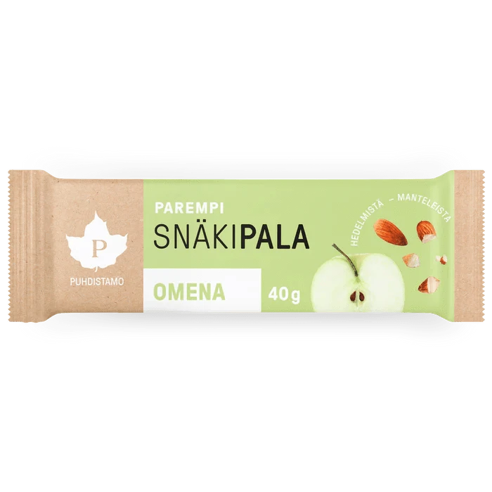 Puhdistamo Snäkipala Omena - Omenataatelipatukka 40 g - Päiväys 01/2024