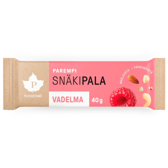 Puhdistamo Snäkipala Vadelma - Vadelmataatelipatukka 40 g