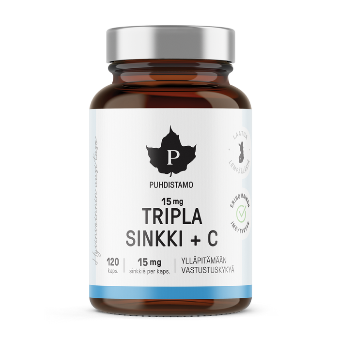 Puhdistamo Tripla Sinkki 15 mg + C 120 kaps.