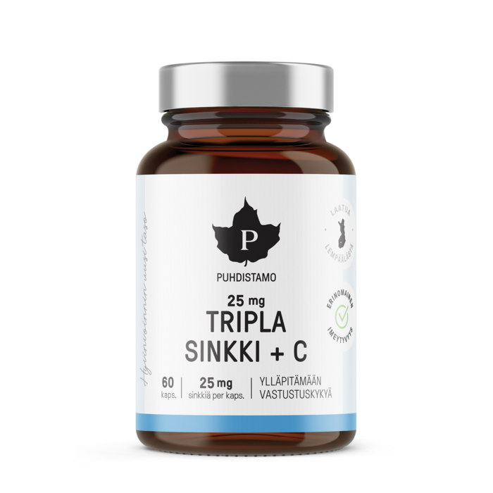 Puhdistamo Tripla Sinkki + C 25 mg 60 kaps.