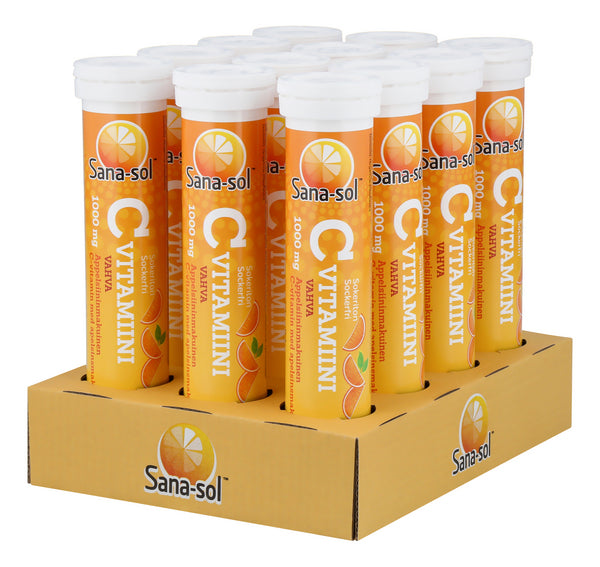 Sana-Sol C-vitamiini Appelsiini - Tukkupakkaus 12 x 20 poretabl.