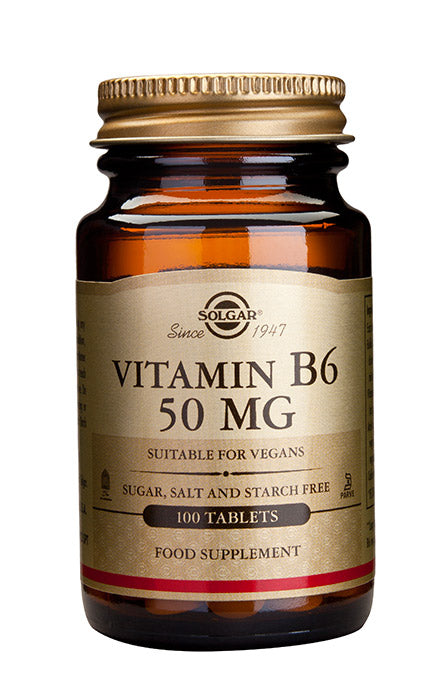 Solgar Vitamin B6 50 mg - B-Vitamiinivalmiste 100 tabl.