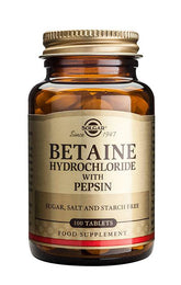 Solgar Betaine - Betaiinihydrokloridi + Pepsiini 100 tabl.