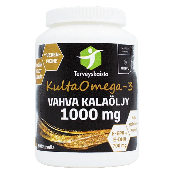 Terveyskaista KultaOmega-3 Vahva Kalaöljy 1000 mg 60 kaps.