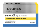 Tolonen E-EPA 650 mg + D-vitamiini 120 kaps. - Päiväys 02/2024