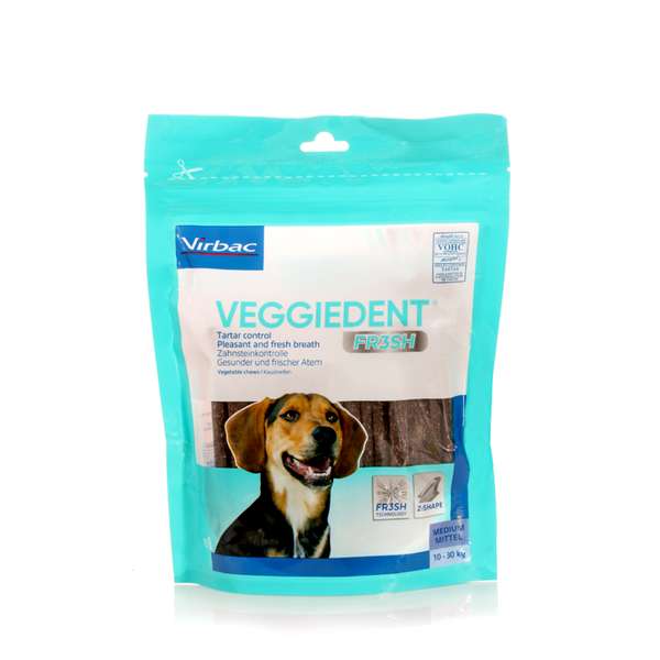Virbac Veggiedent FR3SH - MEDIUM 10-30 kg - makupalat hampaiden puhdistukseen koirille 15 kpl
