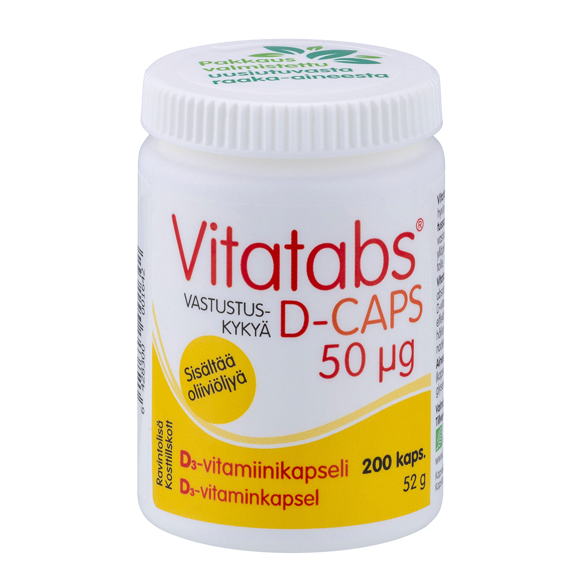 Vitatabs D-Caps 50 µg 200 kaps. - D-vitamiini Oliiviöljyssä